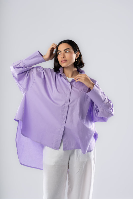 Poplin Shirt In Dark Lilac