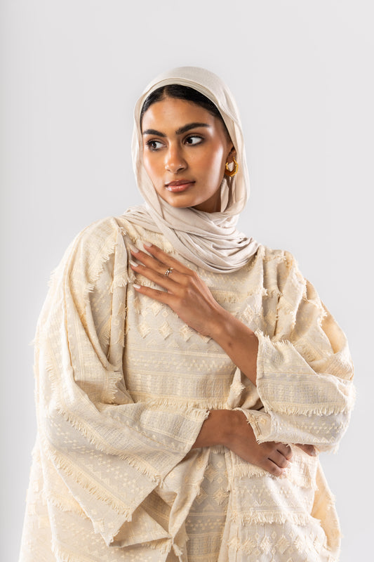 Butterfly Patterned Linen Poncho