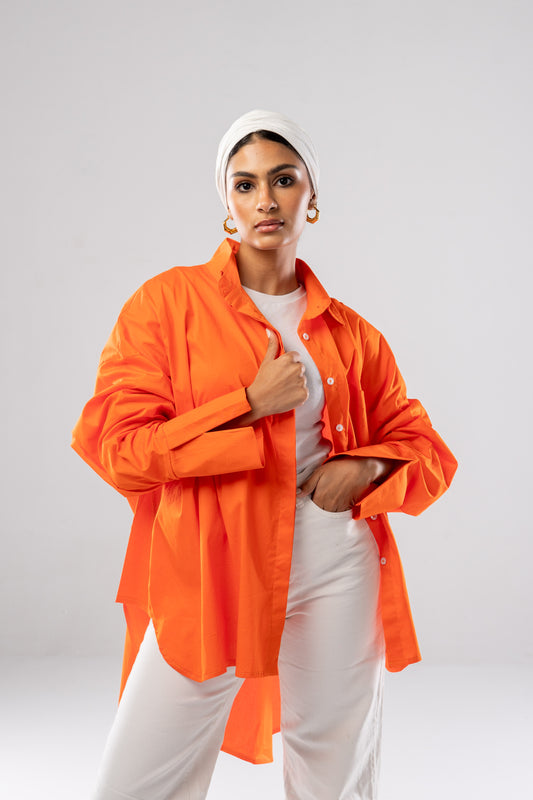 Poplin Shirt In Orange