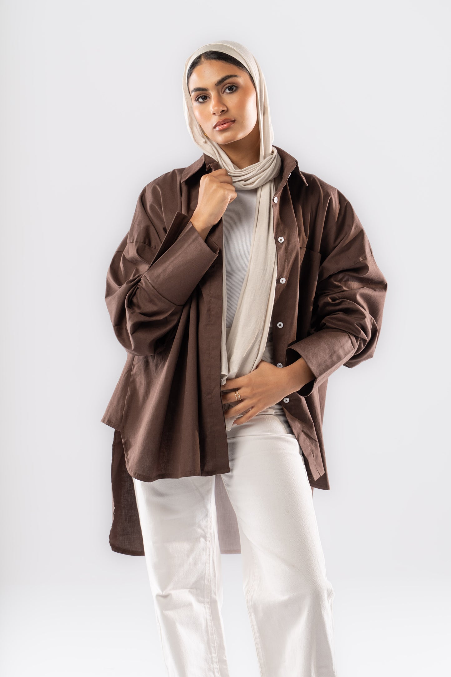 Poplin Shirt In Brown