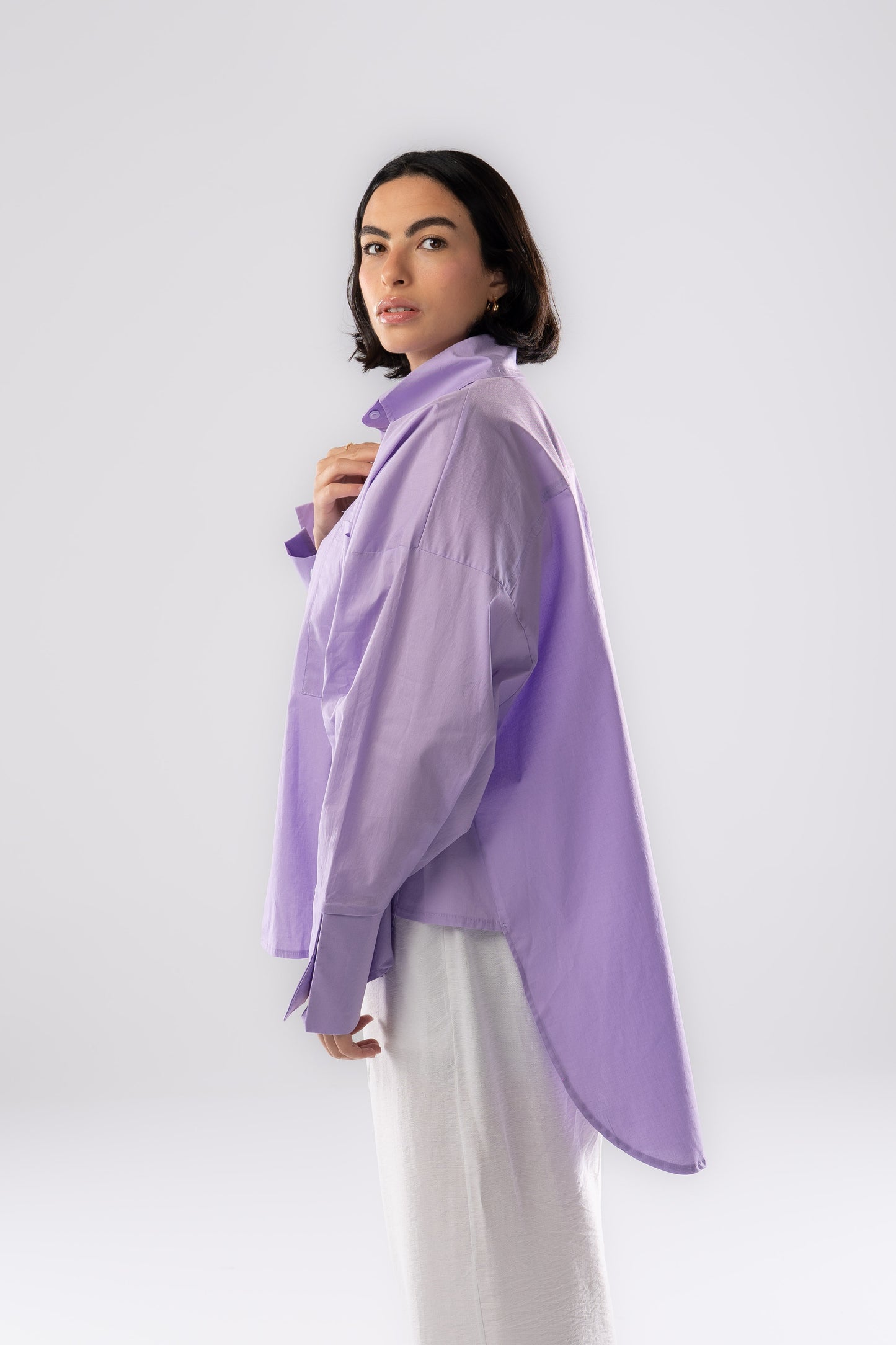 Poplin Shirt In Dark Lilac