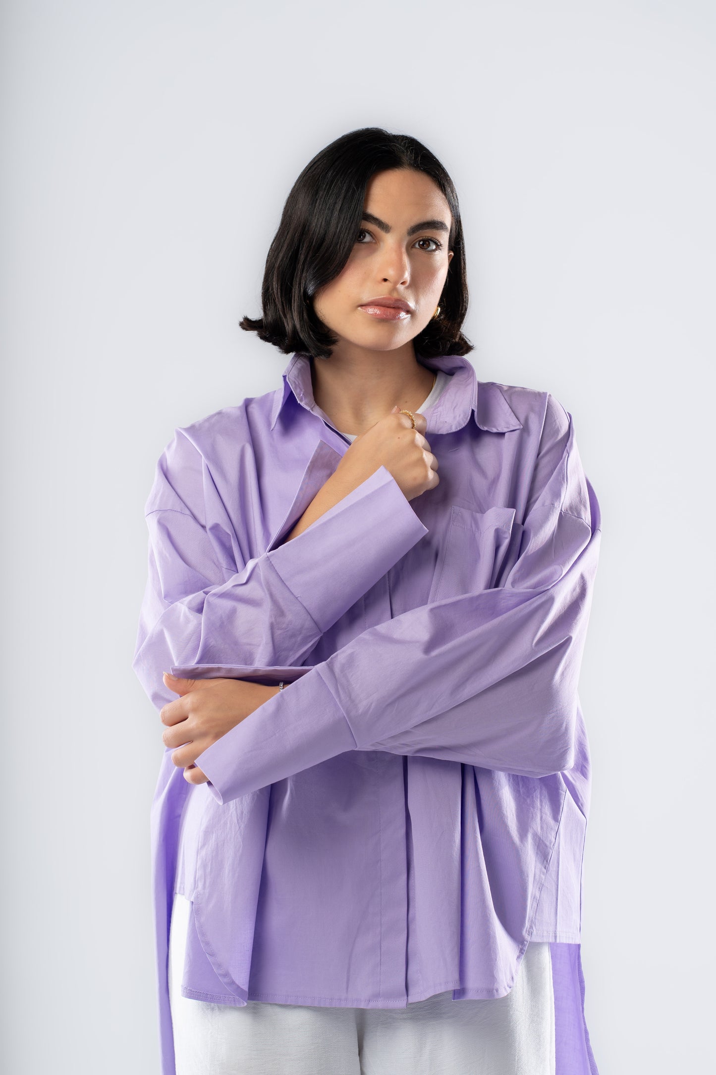 Poplin Shirt In Dark Lilac
