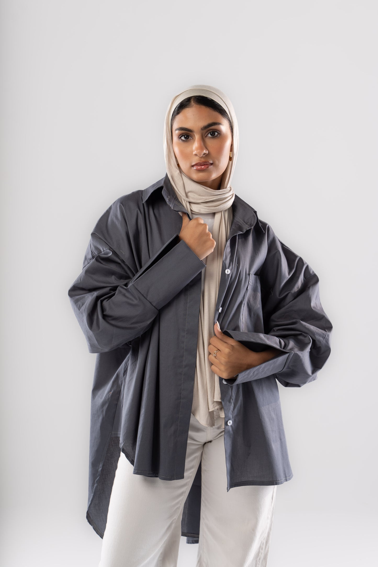 Poplin Shirt In Dark Gray