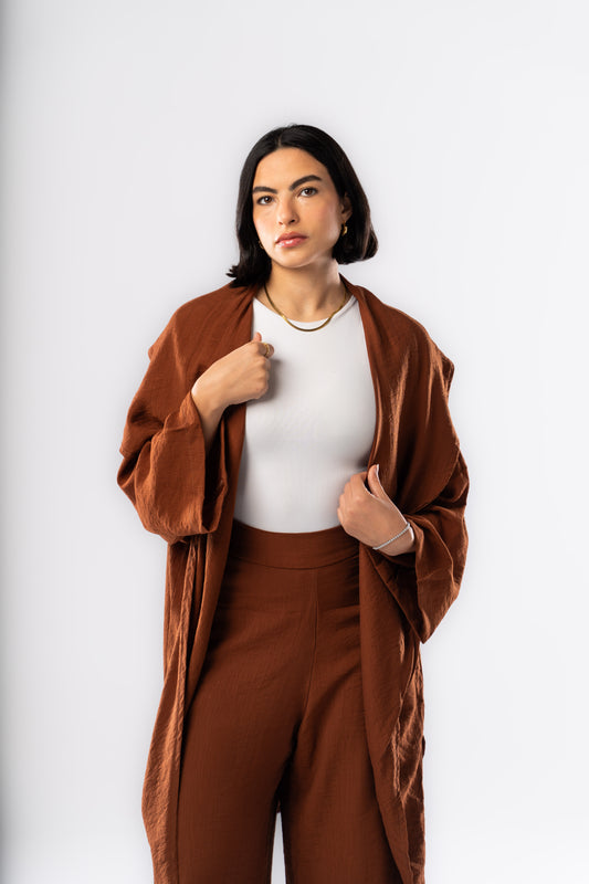 Ruffled Set In Brown