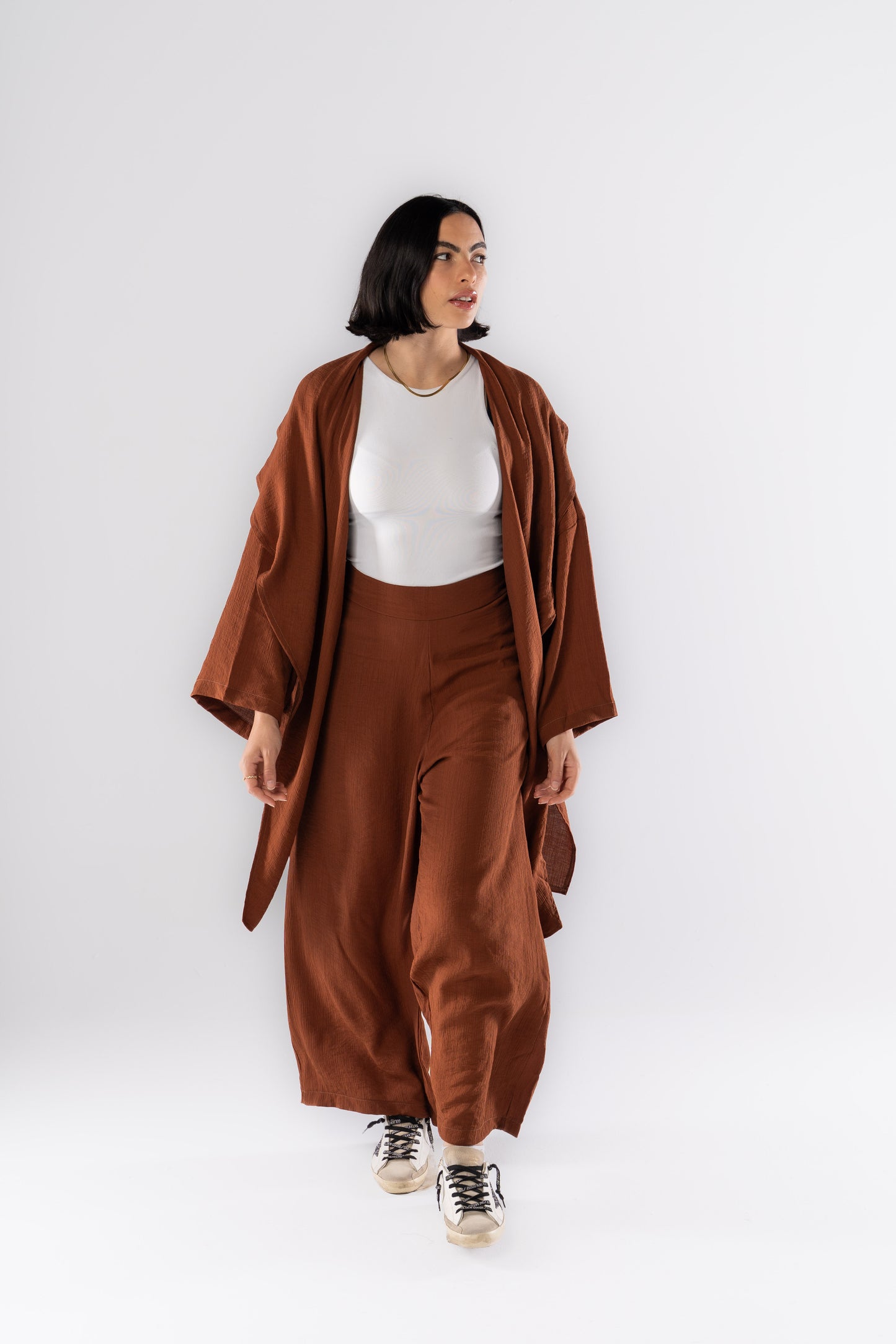 Ruffled Set In Brown