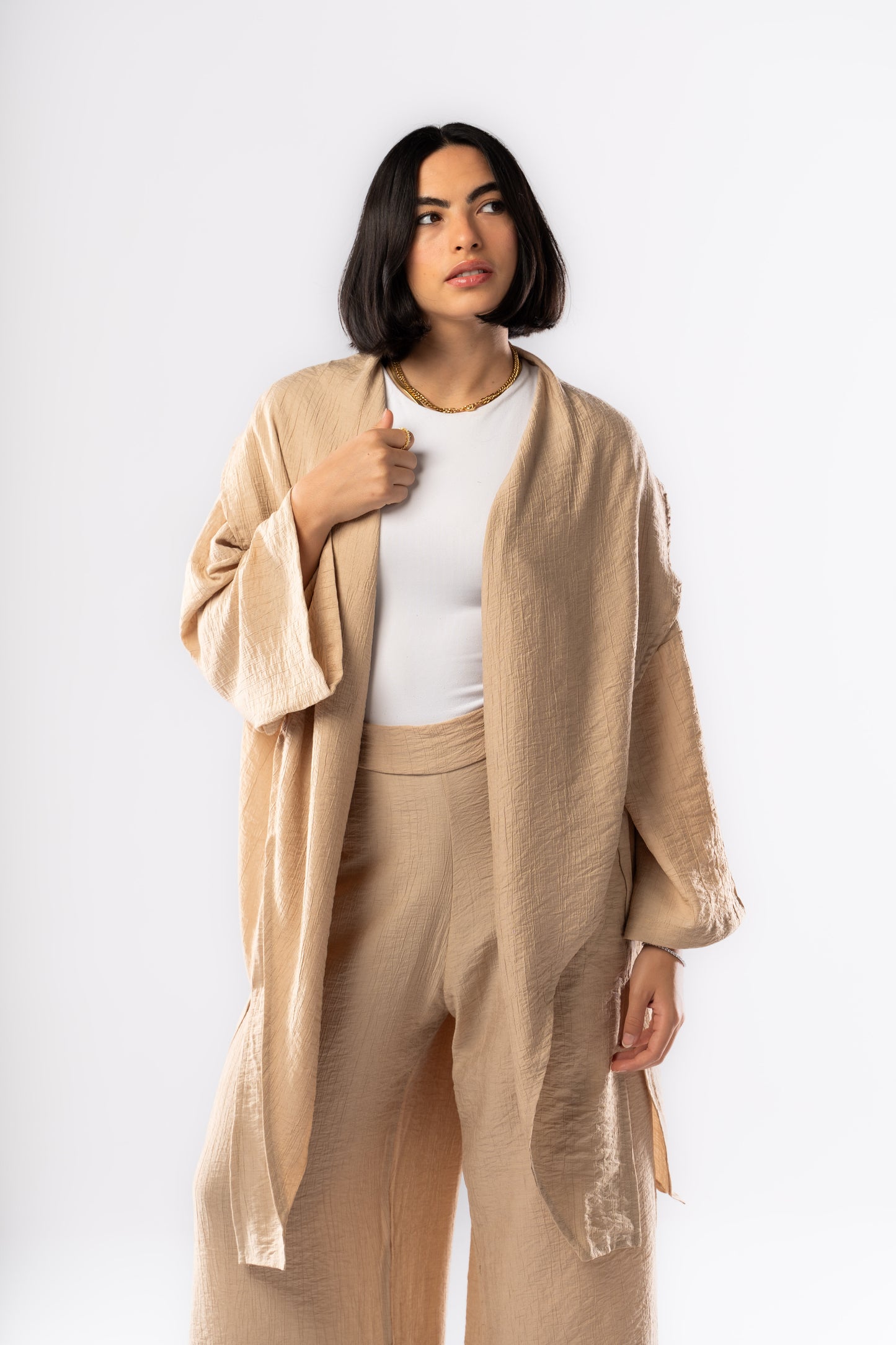 Ruffled Set In Beige