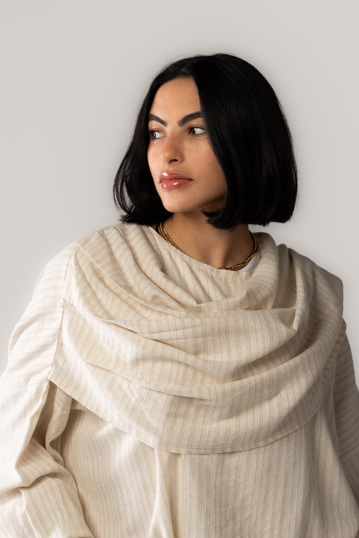 Pure Linen Gold Strip Blouse