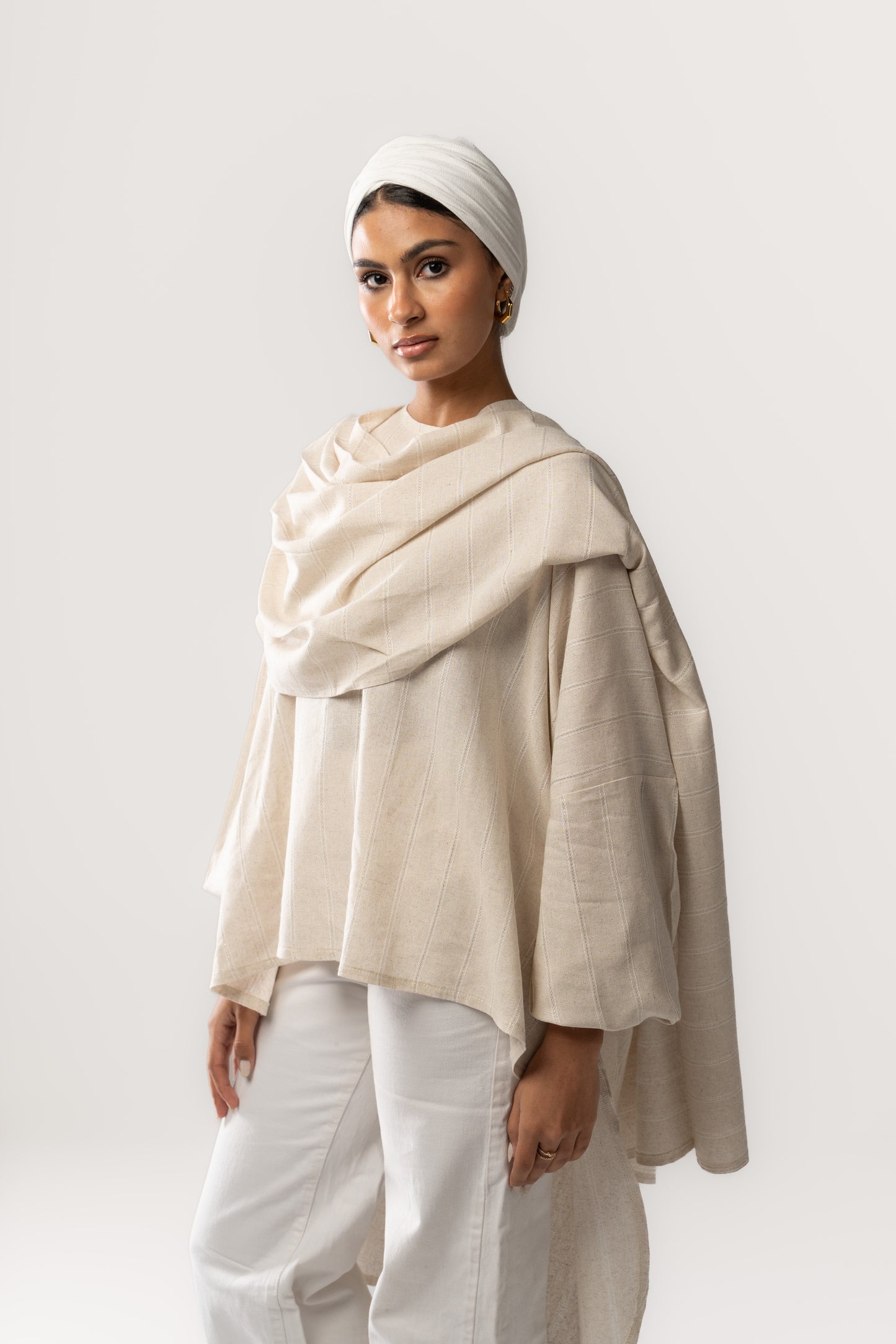 Pure Linen Silver Strip Blouse