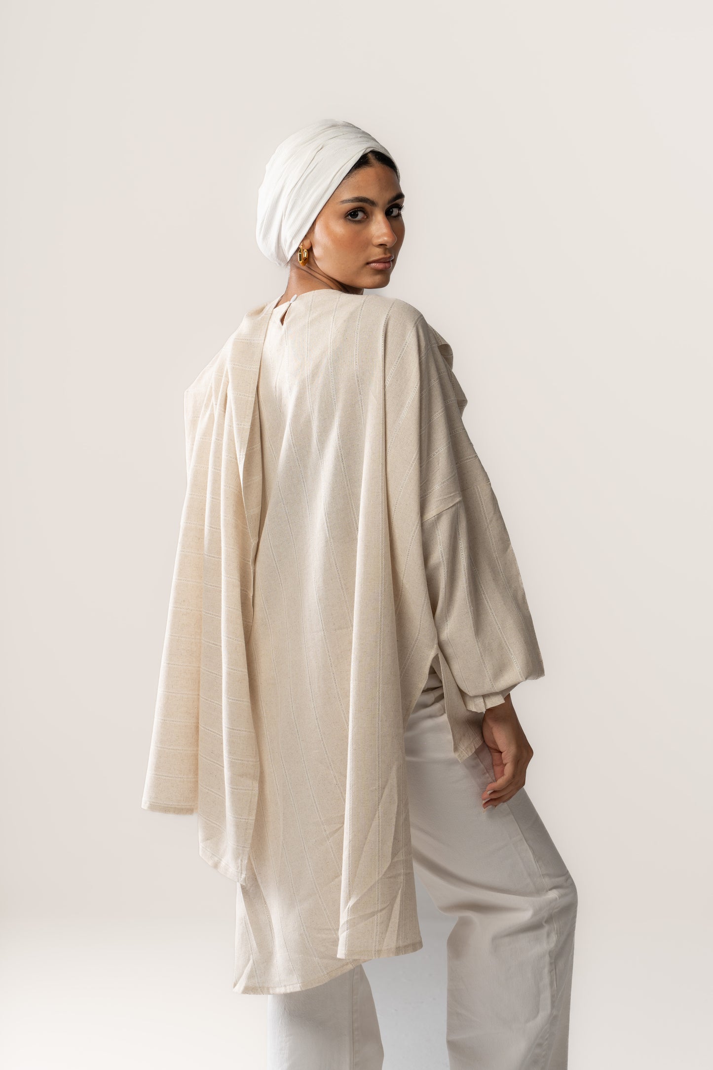 Pure Linen Silver Strip Blouse