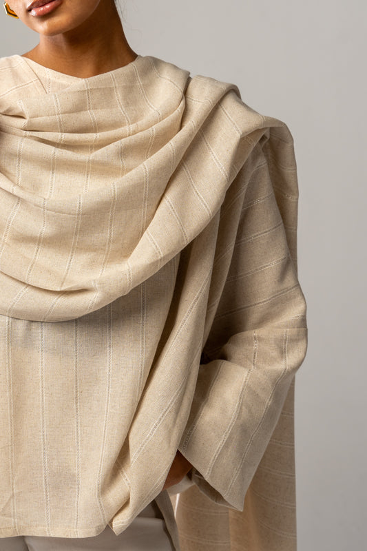 Pure Linen Silver Strip Blouse